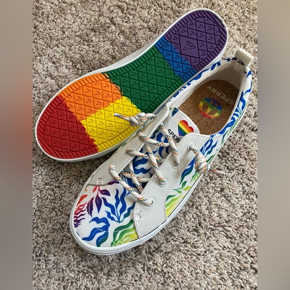 SPERRY Crest Vibe White/Rainbow/Pride Women's Size 8.5 - Picture 3 of 4
